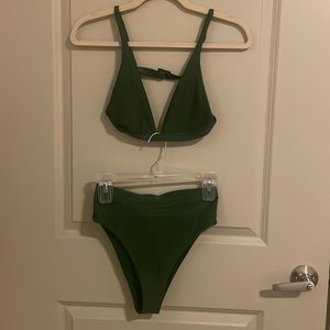 Aerie Size S Shiny Green Bikini